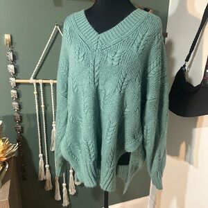 Lucky Brand Sea Green Knit Pullover Oversized Medium 🦄